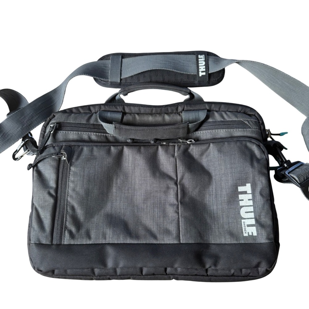 Thule Stravan Deluxe 15" Laptop Bag Attache Gray Black With Shoulder Strap